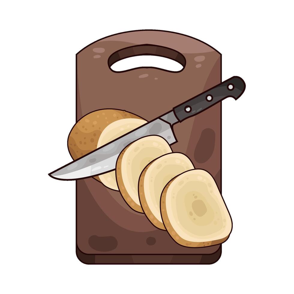illustration of sliced potatoes on a cutting board vector