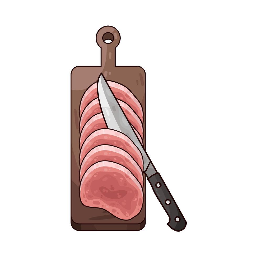 Slice the meat on a cutting board vector