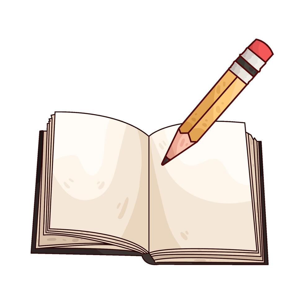 pencil with open book illustration vector