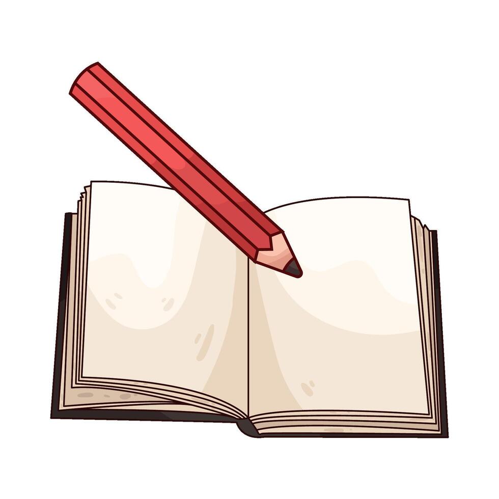 illustration of pencil with open book vector