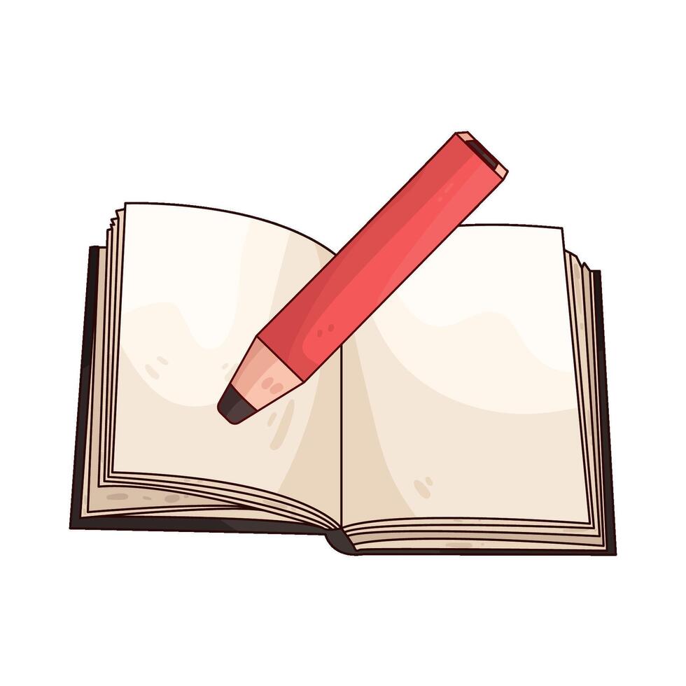 illustration of pencil and open book vector