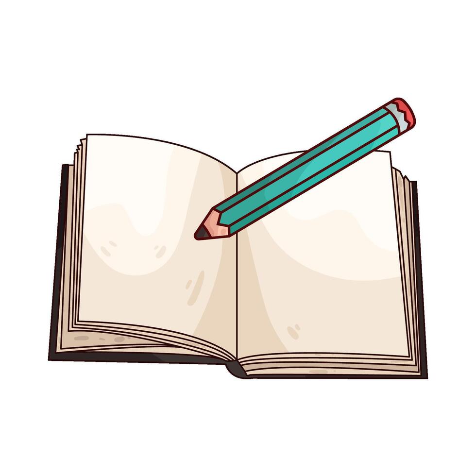 open book with pencil illustration vector
