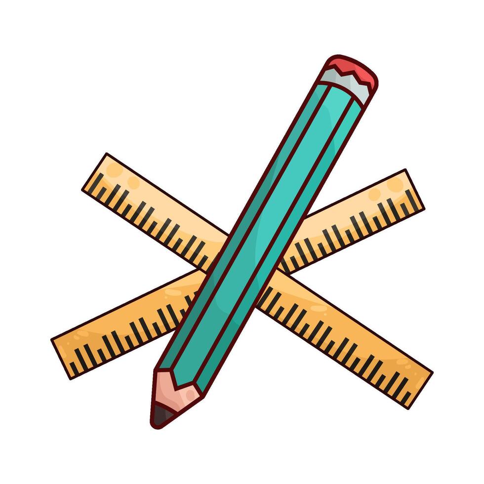 illustration of pencil with two rulers vector
