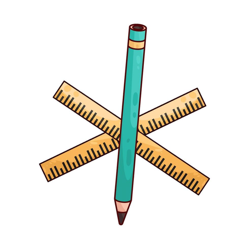 pencil between two rulers vector