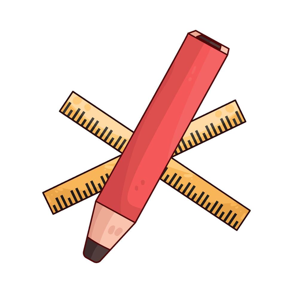 illustration of pencil and ruler vector