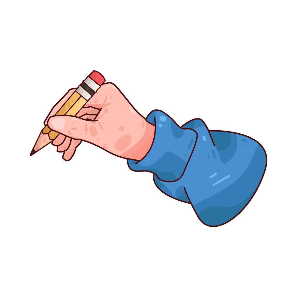 illustration of in hand there is a pencil vector