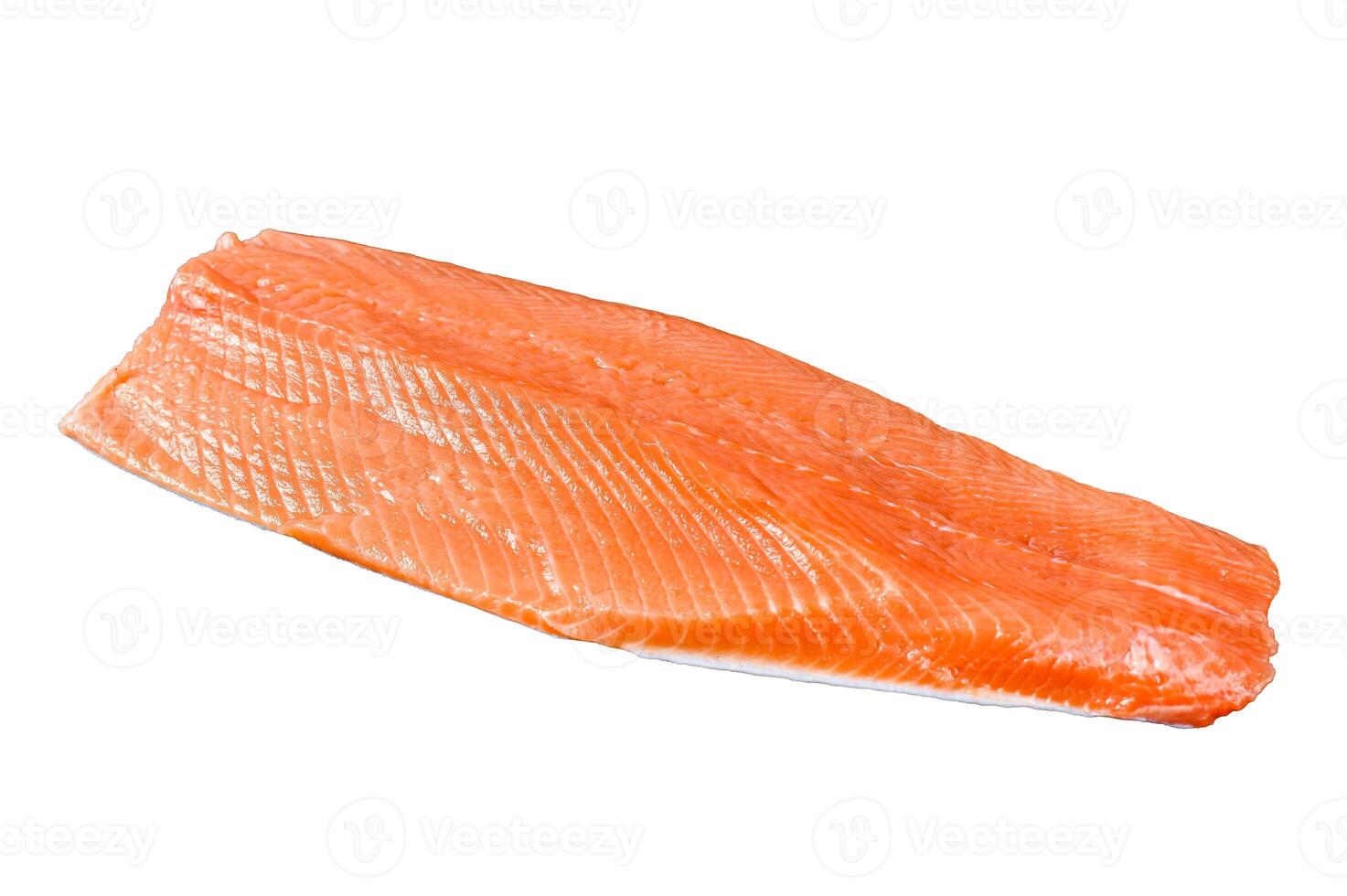 Raw salmon fillet. Organic fish. Isolated on white background. photo