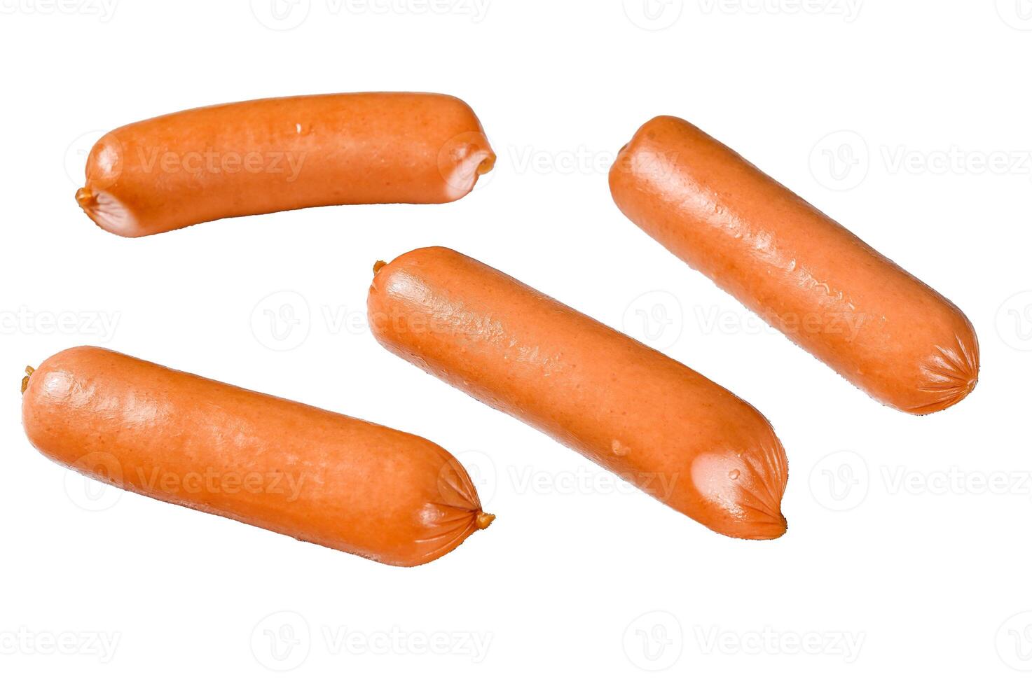 Raw barbecue sausages bratwurst Isolated on white background, Top view. photo