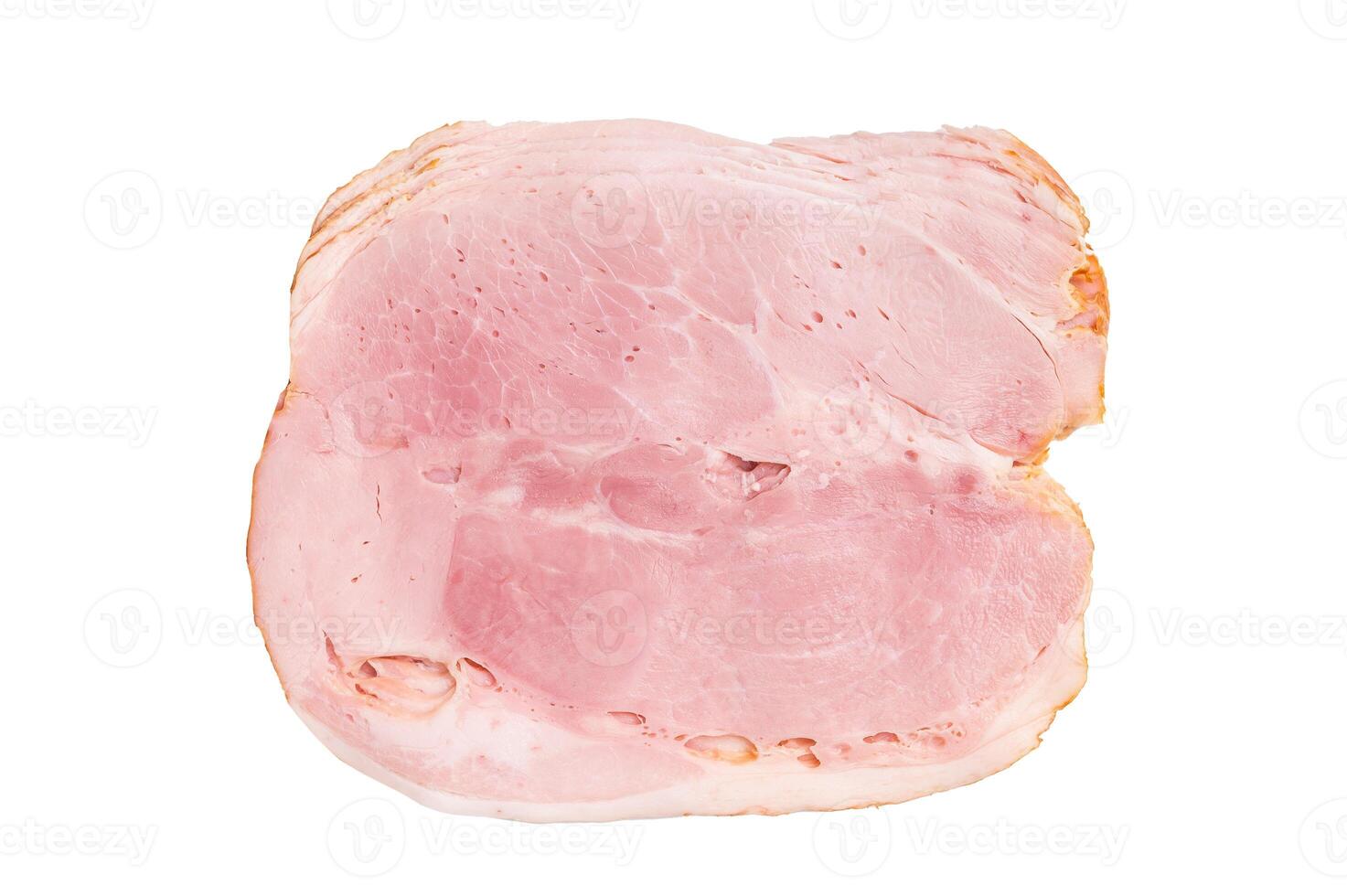Thinly Sliced Pork Ham Prosciutto Cotto isolated on white background. top view photo