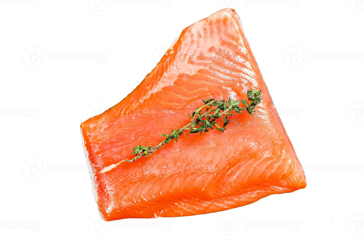 Smoked Atlantic salmon fillet. Organic fish. Isolated on white background. Top view. photo
