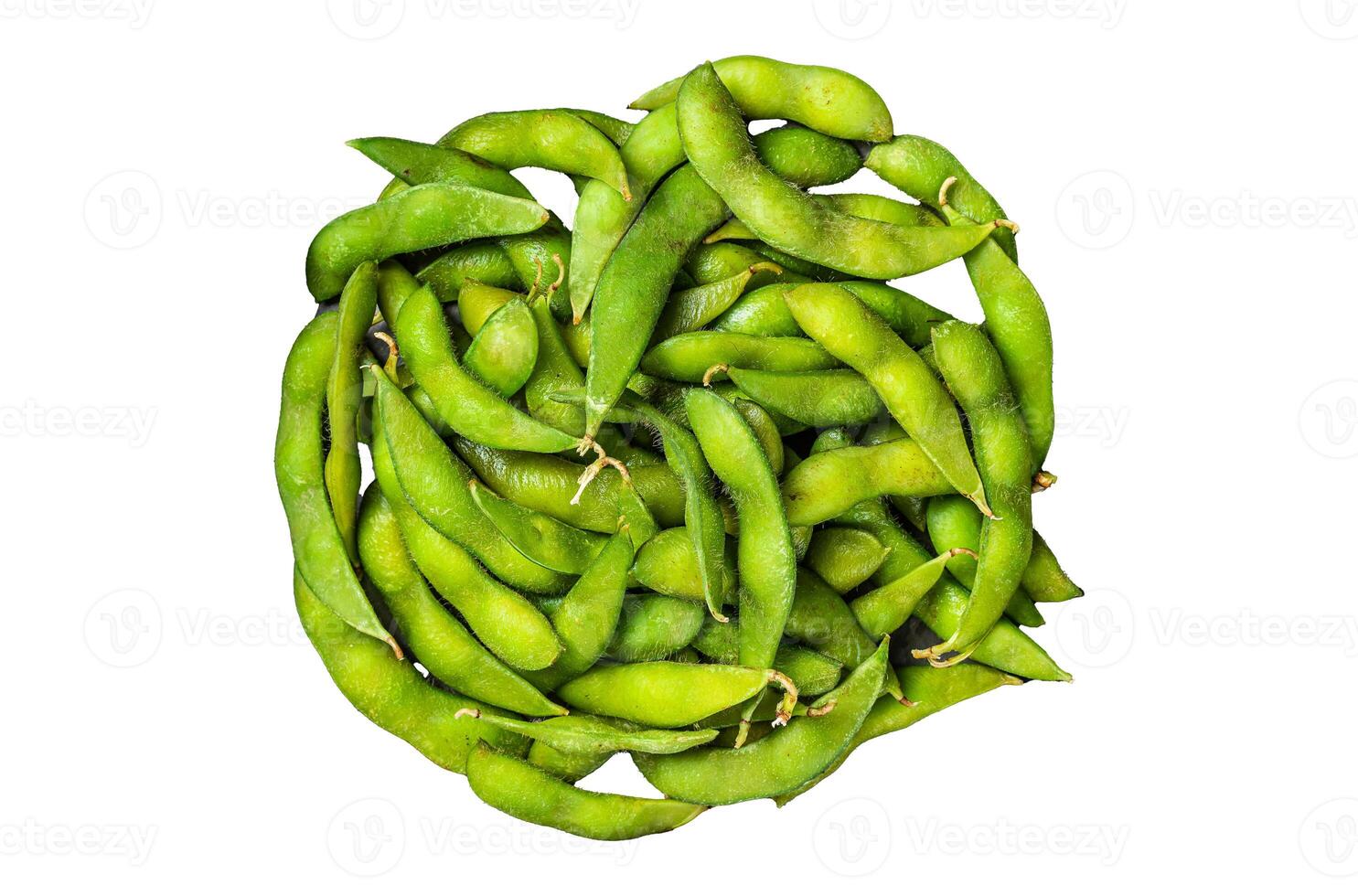 Green Edamame Beans, raw soy beans ready for cooking. Isolated, white background. photo