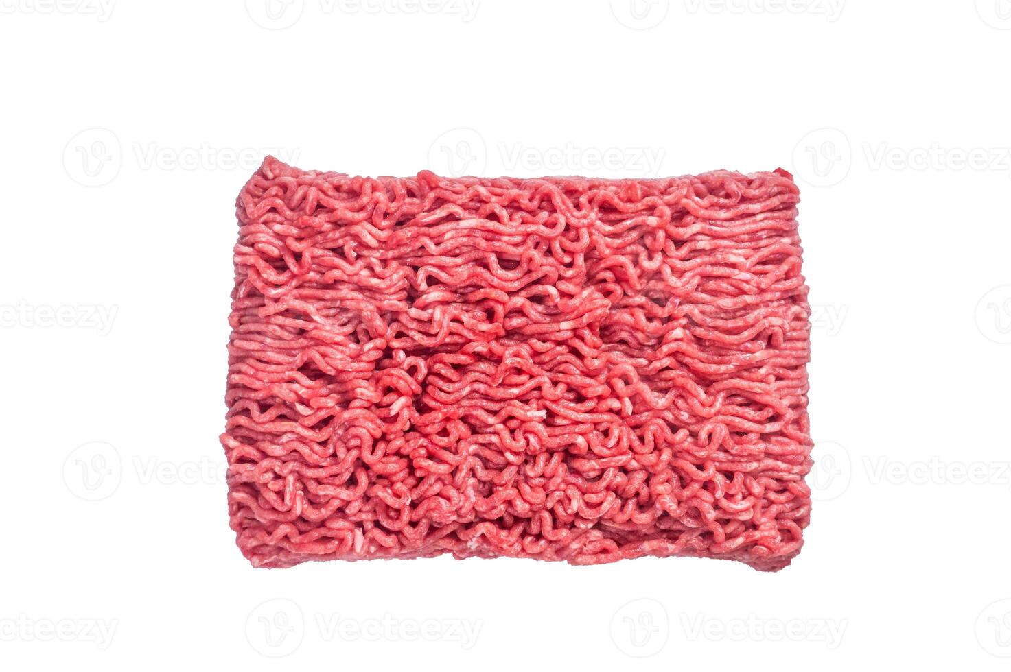 Raw ground beef and pork meat in vacuum packaging from super market. High quality Isolate, white background. photo