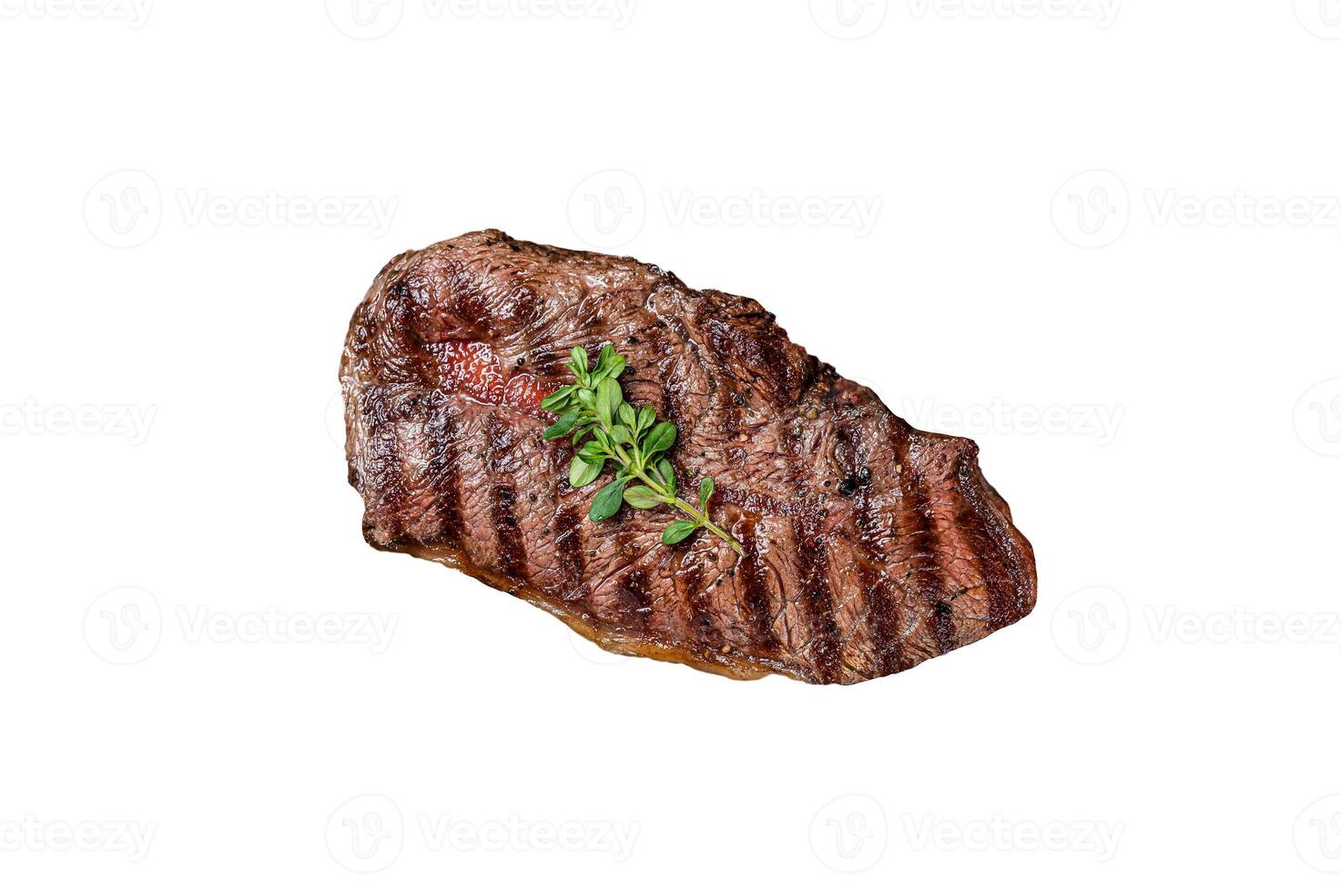 BBQ roasted Shoulder Top Blade or Australia wagyu oyster blade beef steak. Isolated on white background. photo