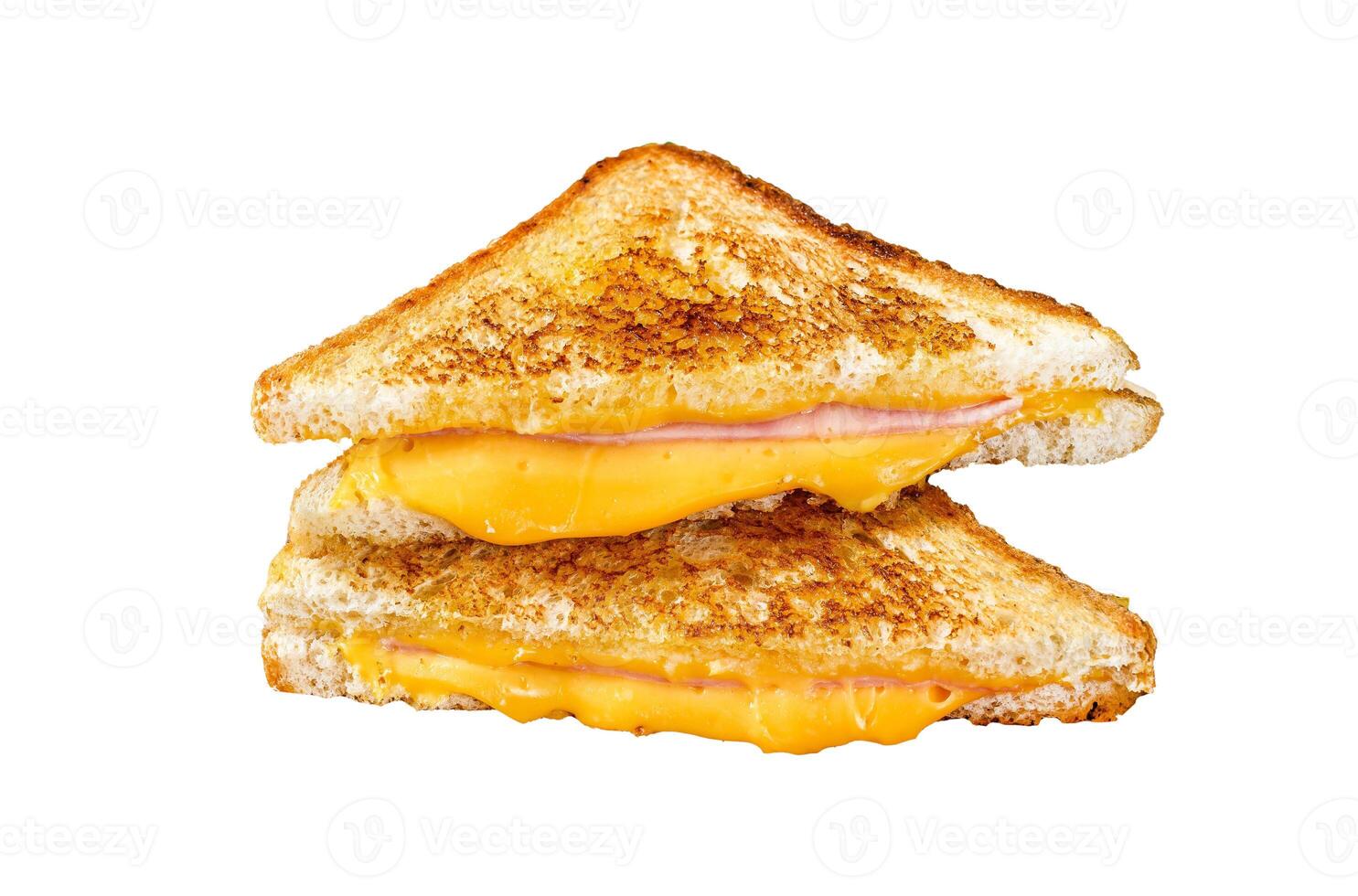 Homemade fried ham and cheese sandwich Isolated on white background, Top view. photo