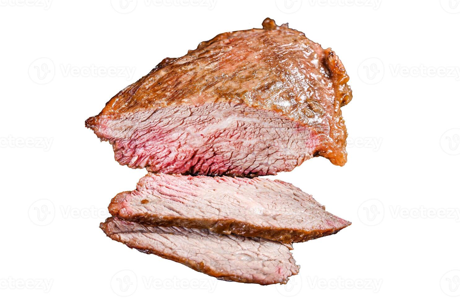 Roast beef tri tip steak bbq. Isolated on white background, Top view. photo
