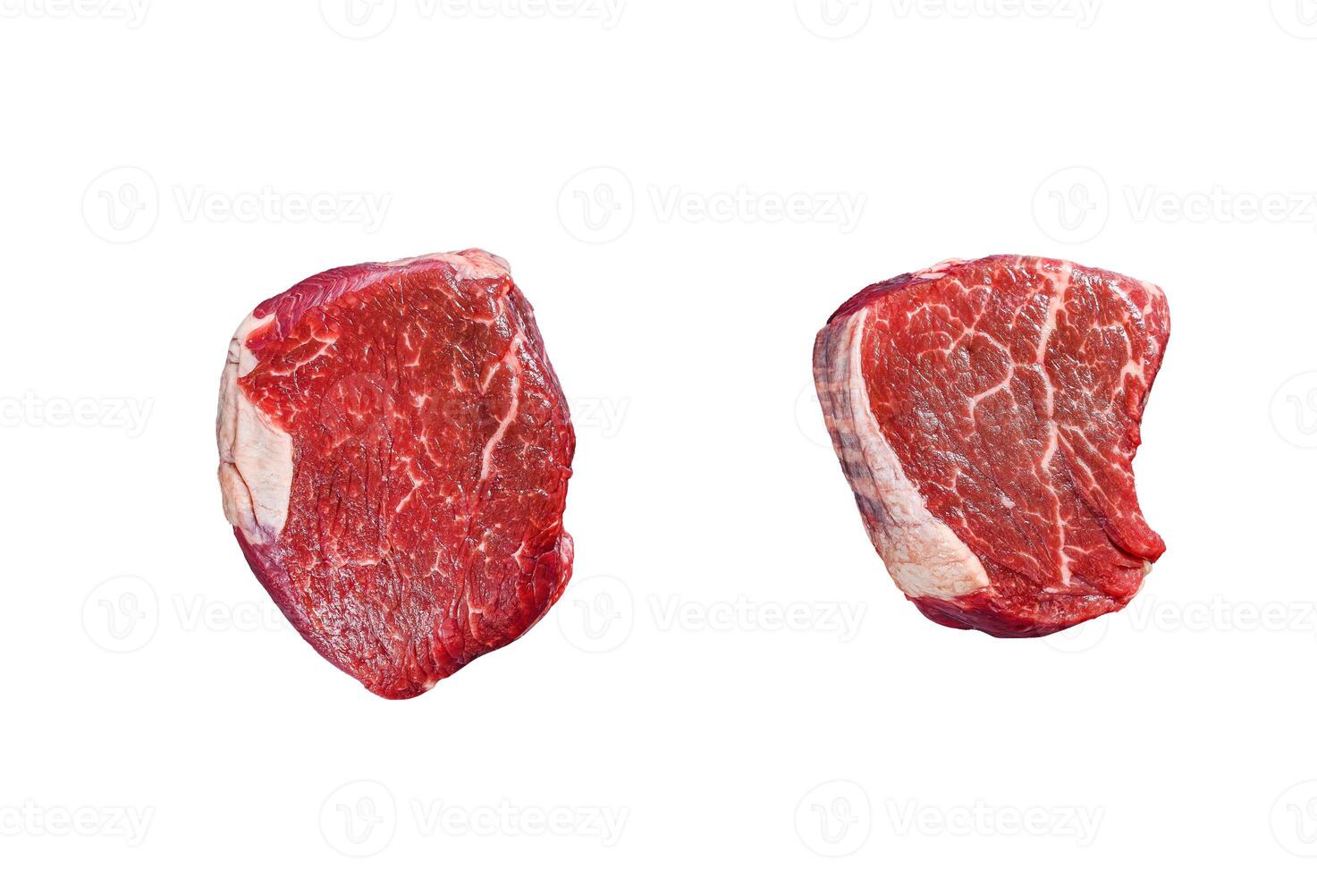 Raw beef meat steak Tenderloin fillet. Isolated on white background. photo