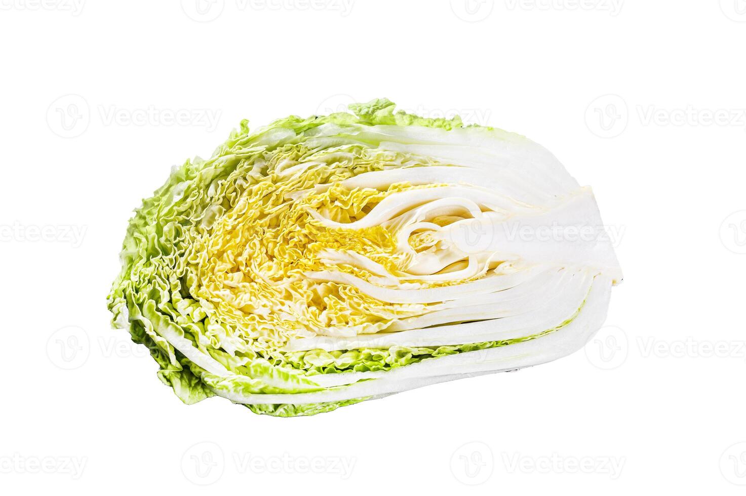 cooking salad chinese cabbage. Isolated on white background. Top view. photo