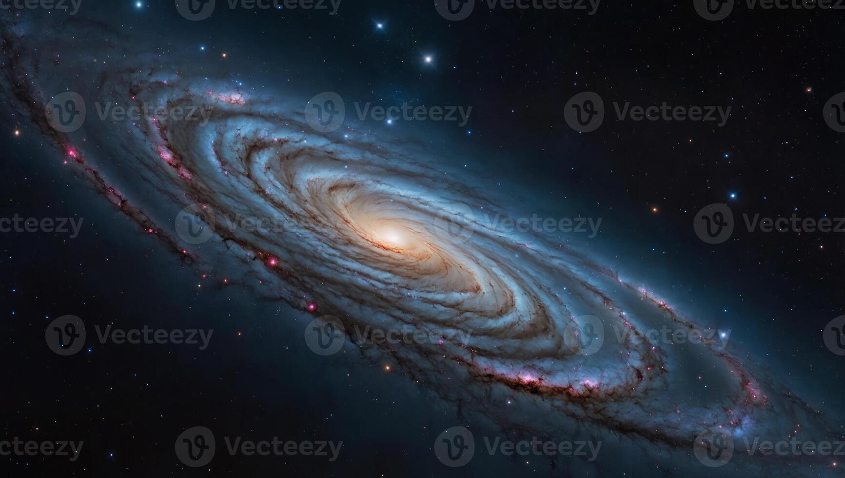 5h Panoramic shot of a distant galaxy, with swirling nebulae, glittering star clusters, and mysterious black holes, showcasing the vastness and beauty of outer space. photo