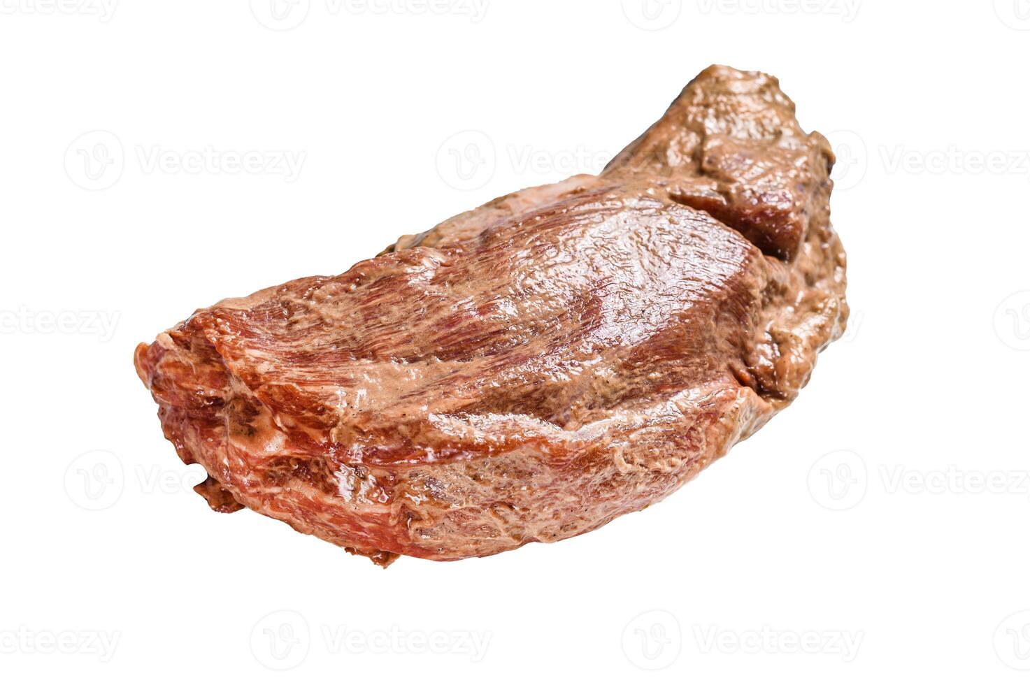 Raw marinated beef tri-tip steak for roast. Isolated on white background. photo