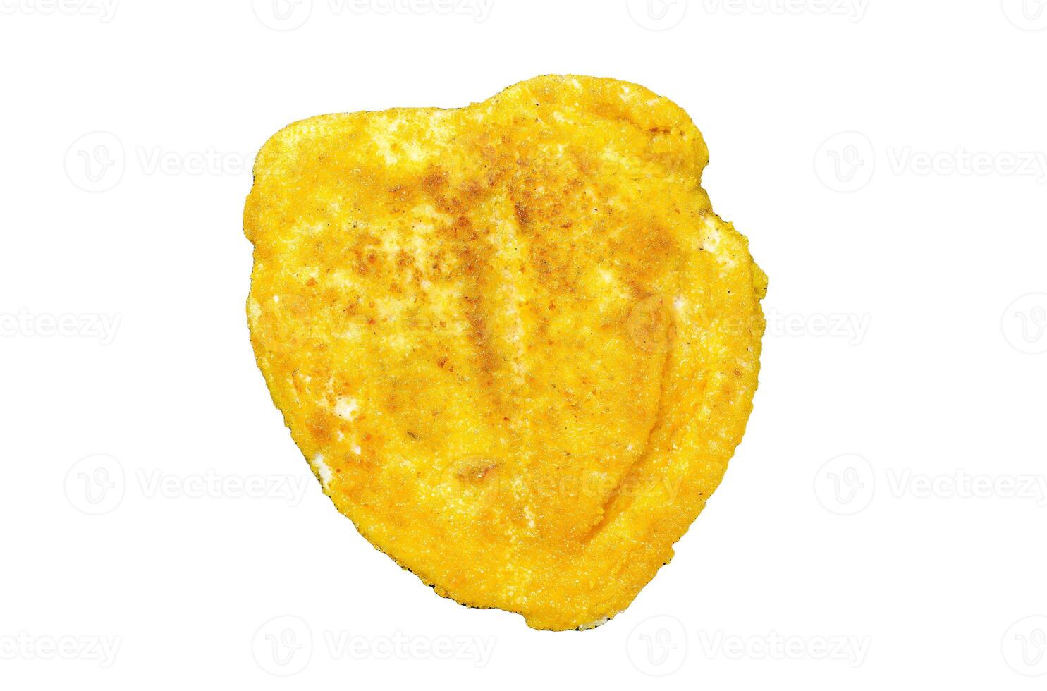 Homemade Breaded German Weiner Schnitzel. Isolated on white background. Top view. photo