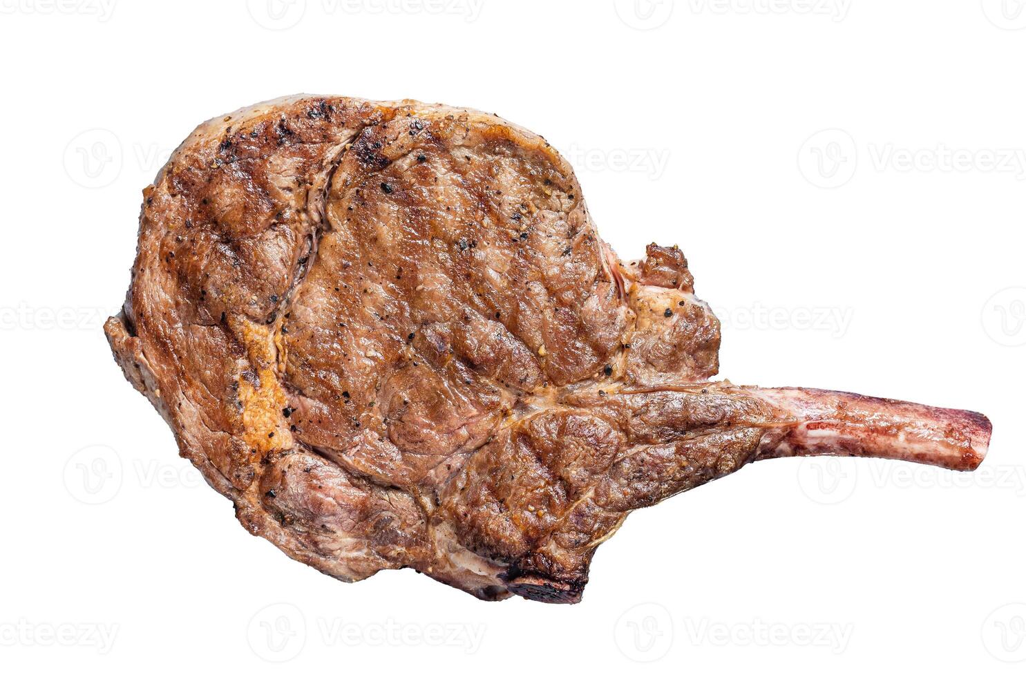 Grilled Beef Steak Tomahawk, Rib eye. Isolated on white background, top view. photo