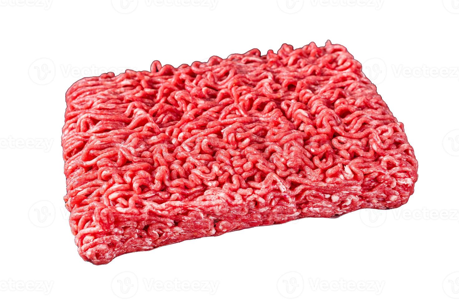 Raw mince beef meat Isolated on white background, top view. photo