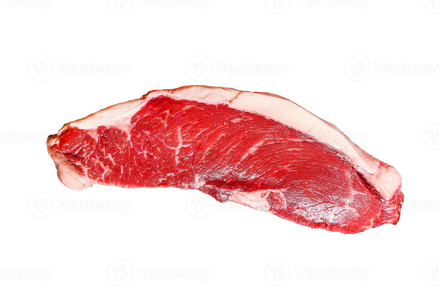 Raw marbled beef steak. black Angus meat. Isolated on white background. photo