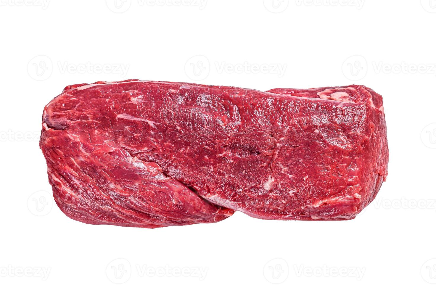 Raw Whole Tenderloin beef meat. Isolated on white background. photo