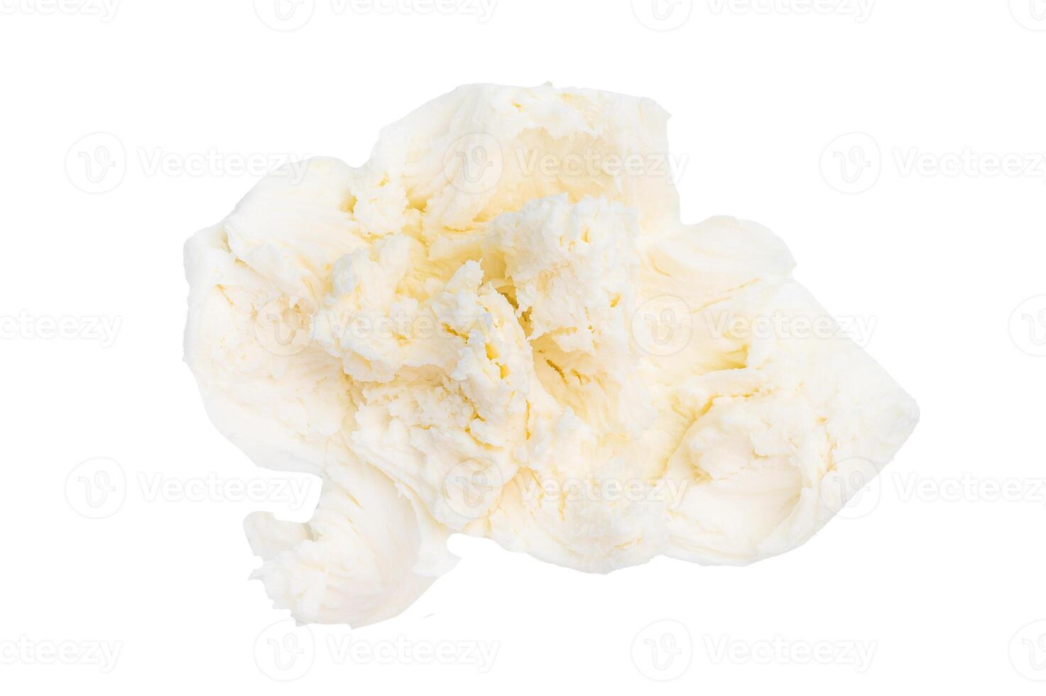 Torn Buffalo white mozzarella cheese isolated on white background. top view photo