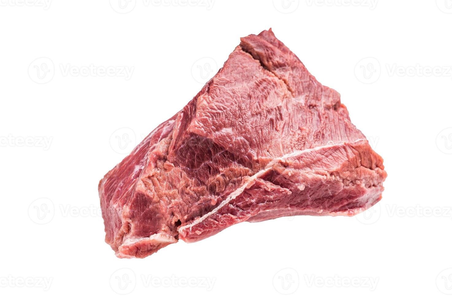 Raw Roe Deer meat, Wild Venison Game Meat Isolated on white background. top view photo