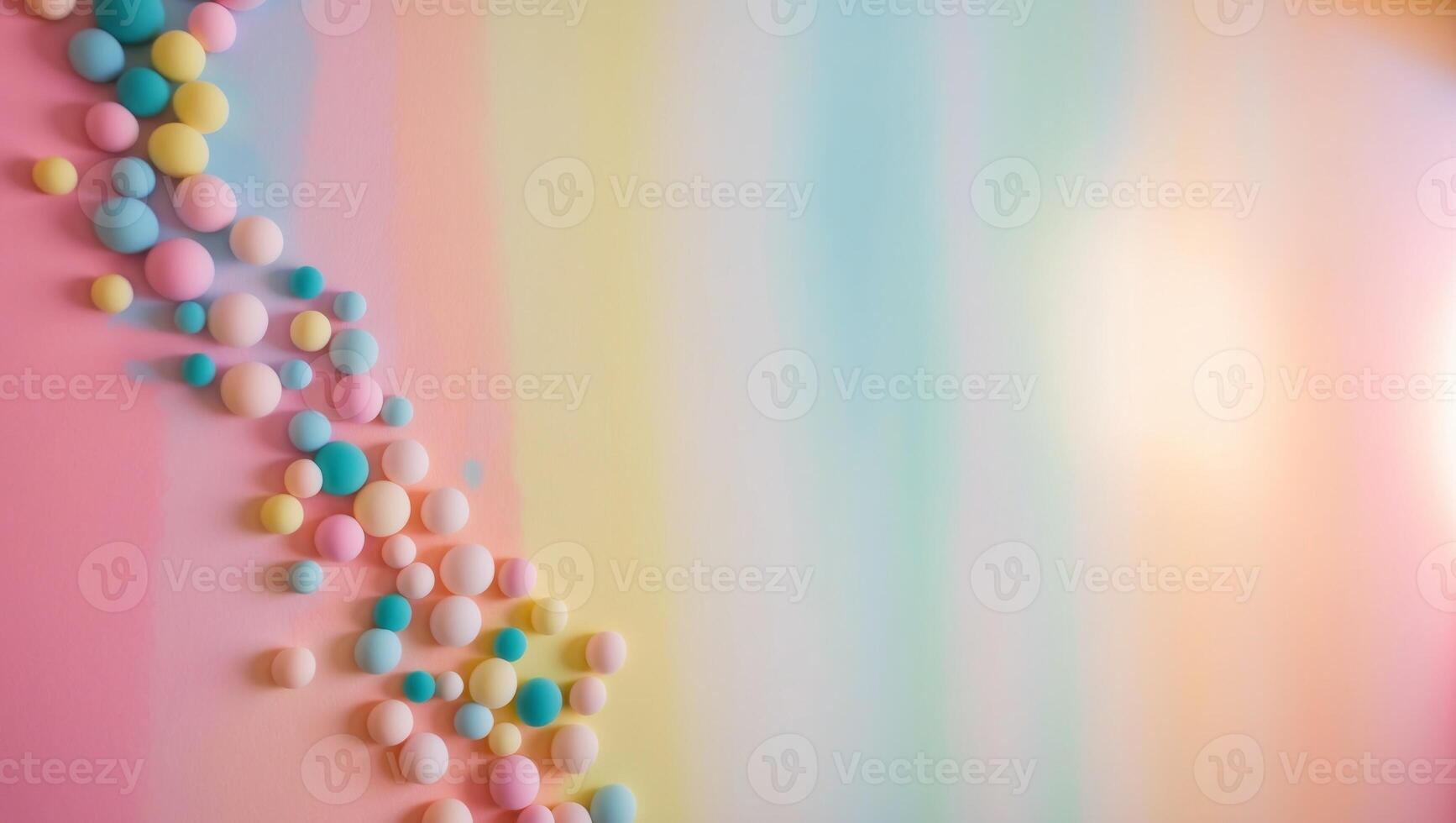 Multicolored background with numerous small circles congregated on its left side. photo