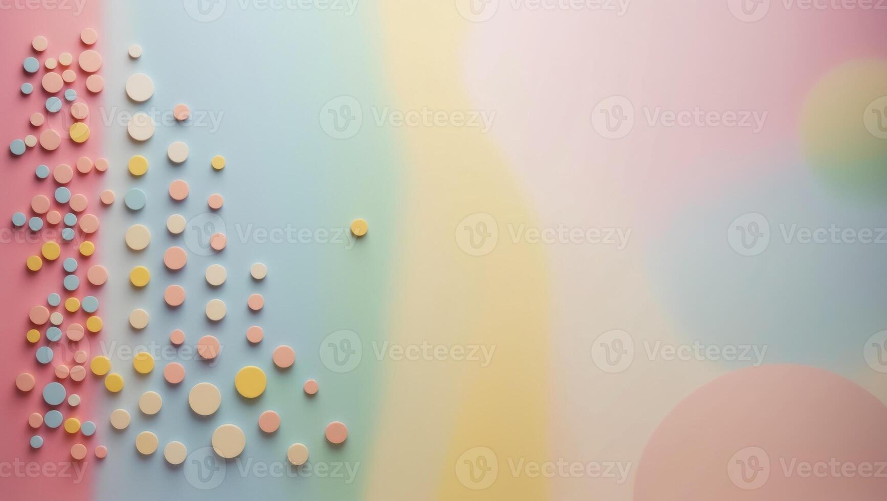 Multicolored background with numerous small circles congregated on its left side. photo