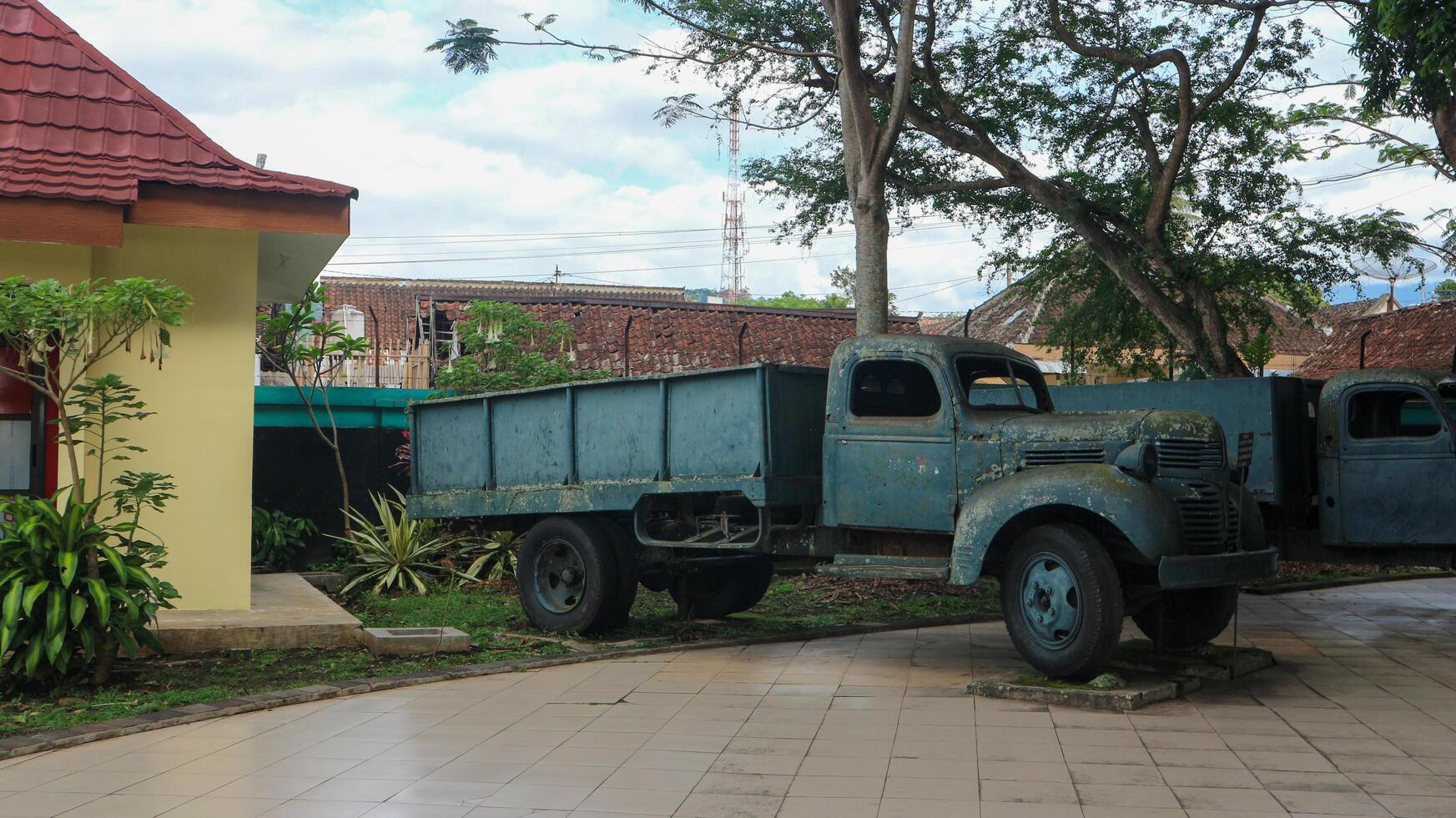 Semarang, 8 Okt 2022 - Historic vehicles on display at the Palagan Ambarawa monument. photo