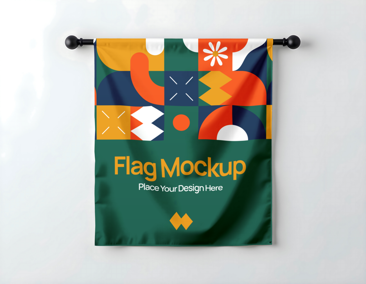 simple rectangle pennant flag mockup psd