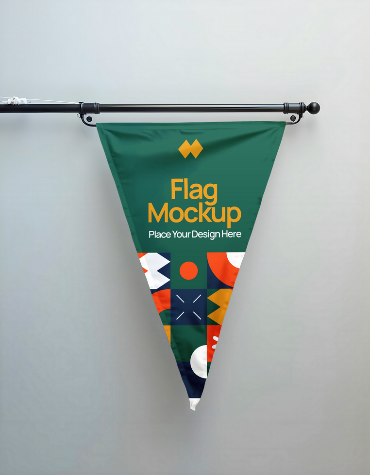 triangle pennant flag mockup psd