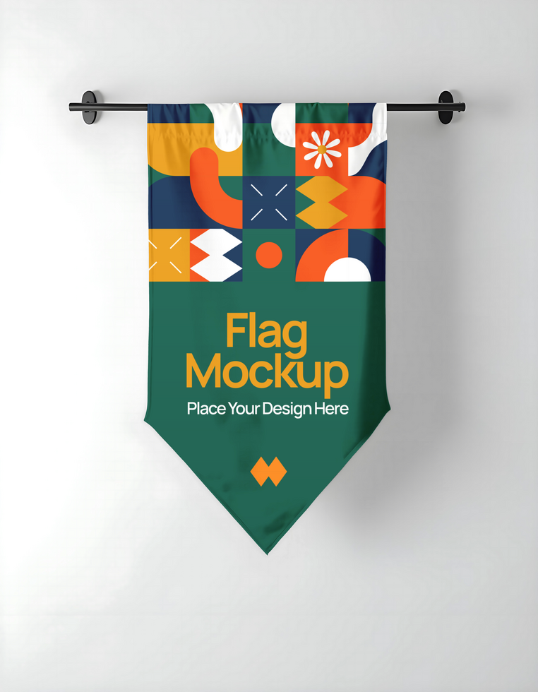 rectangle pennant flag mockup simple psd