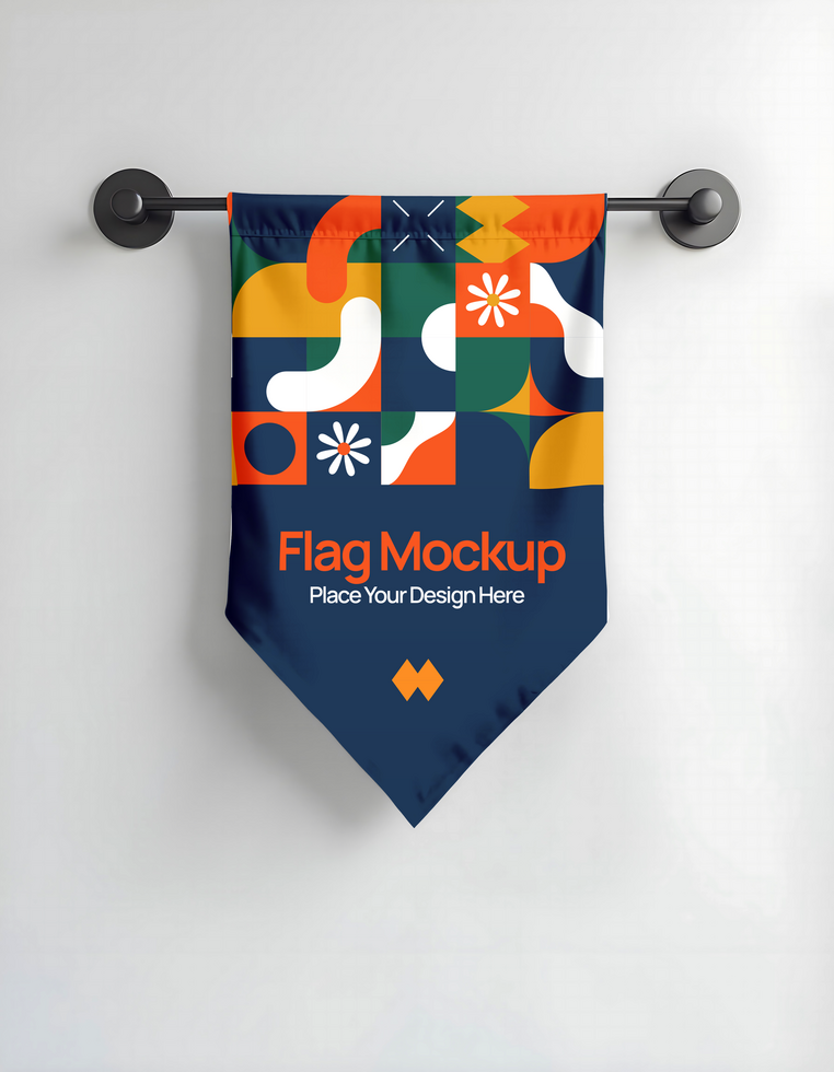 flag with a triangular tip pennant mockup psd