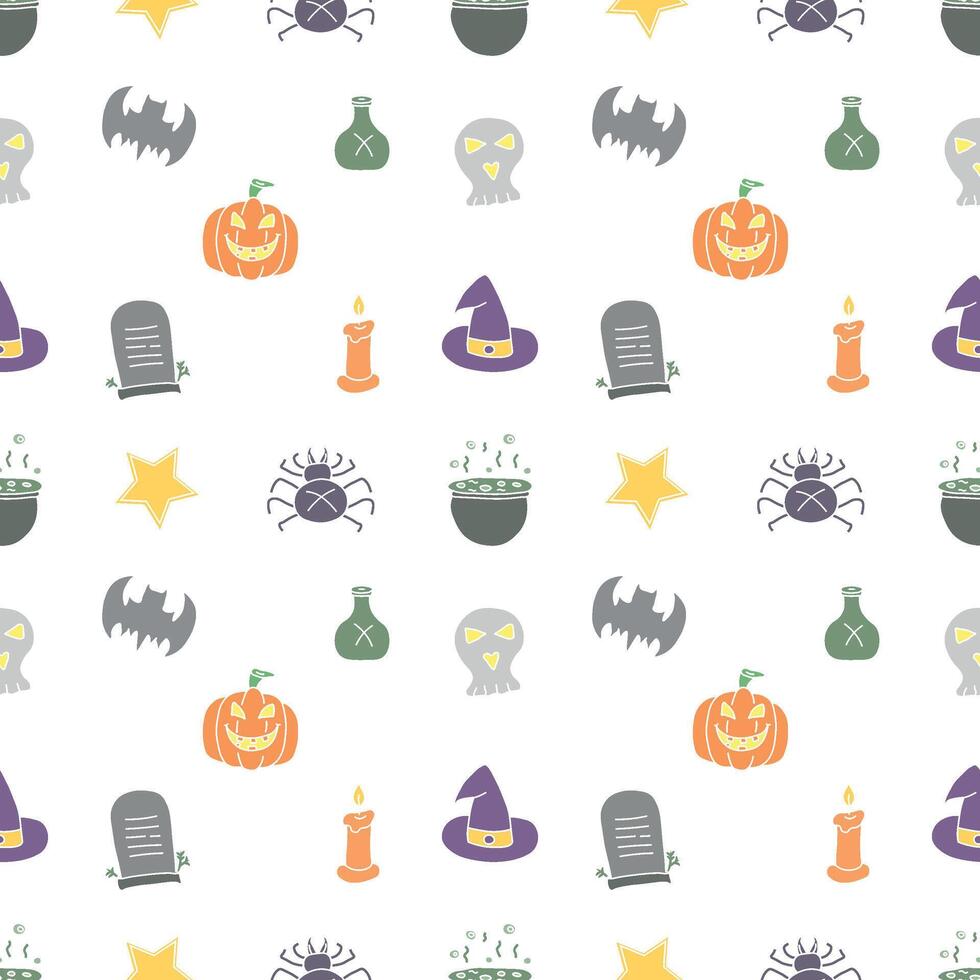 Seamless Halloween pattern. Doodle Halloween background vector
