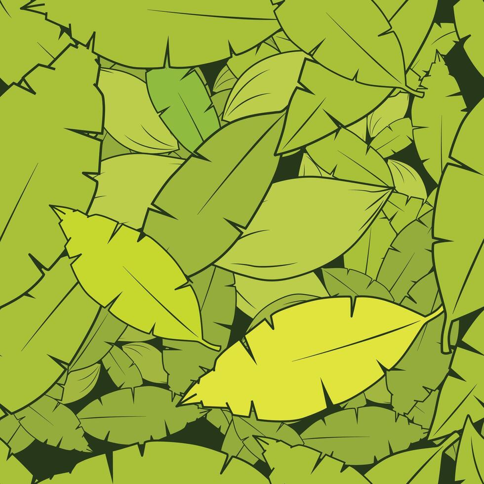 Seamless pattern background hand drawn green leaves illustration vector