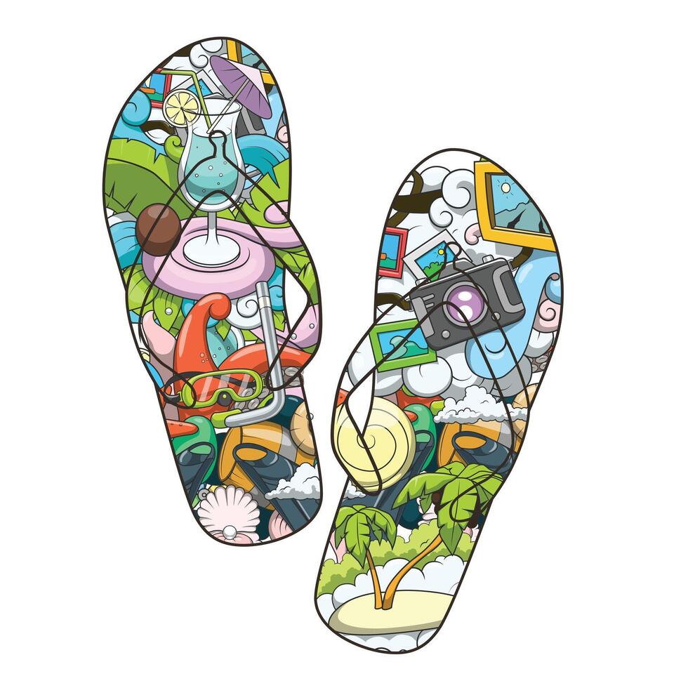 Summer beach slippers design abstract illustration vector