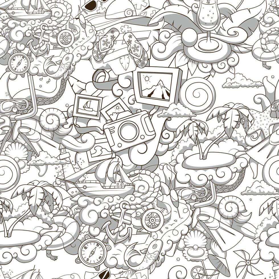 Seamless background summer black and white illustration vector