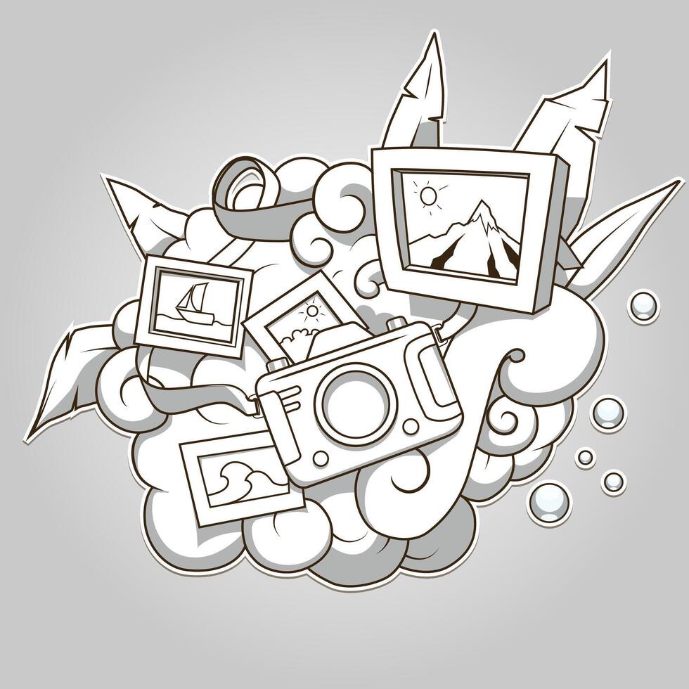 Photo abstraction colorless hand drawn illustration vector
