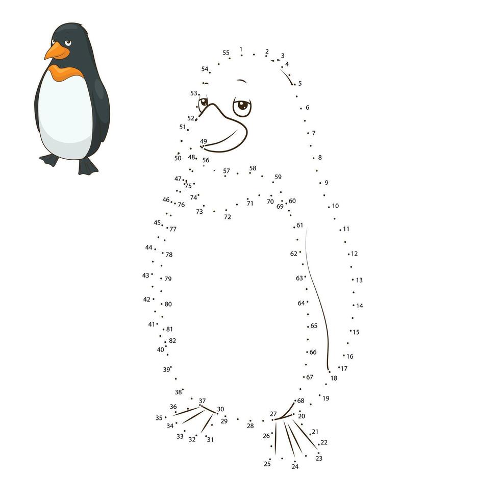 Learn to draw animal penguin colorful funny hand drawn illustration vector