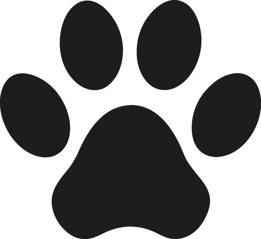 Bold Black Paw Print Silhouette for Animal-Themed Design vector