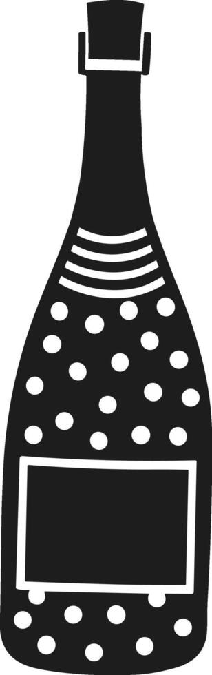 Champagne Bottle Silhouette with Dotted Patternr Illustration for Celebrations vector