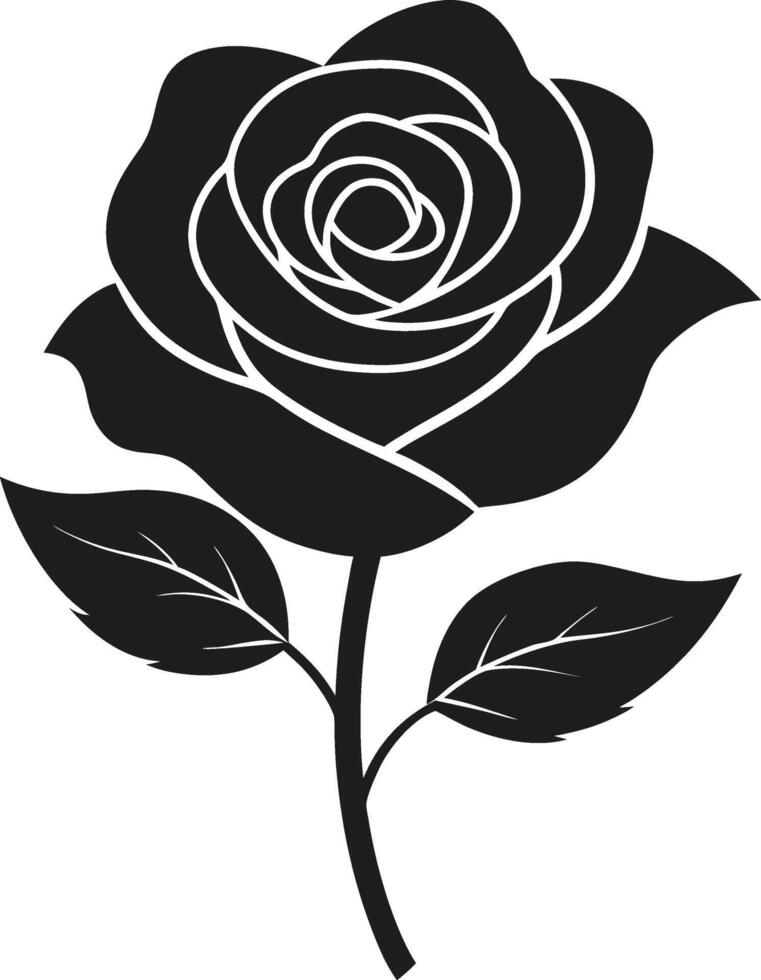Elegant Black Silhouette Rose Flower Illustration vector