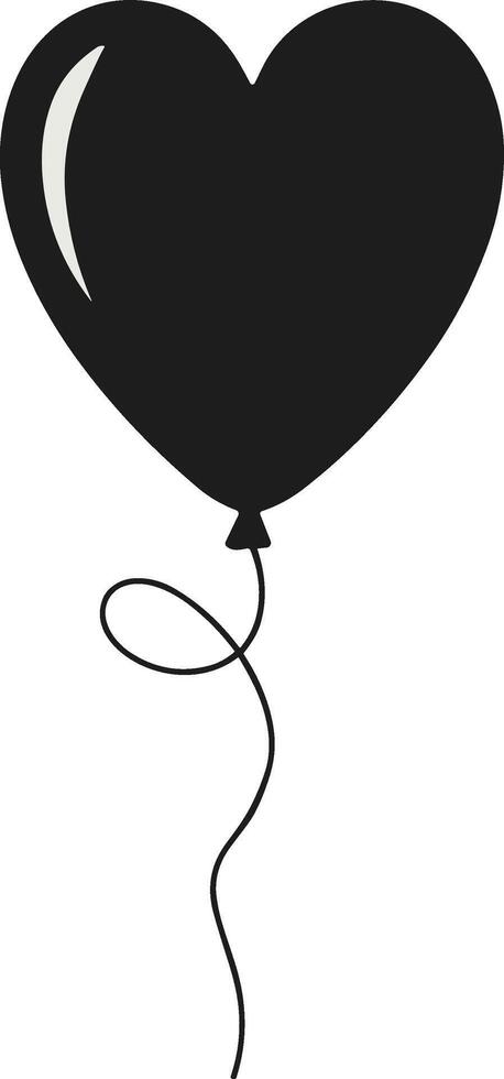 Heart-Shaped Black Balloon Illustration for Romantic Celebrations vector