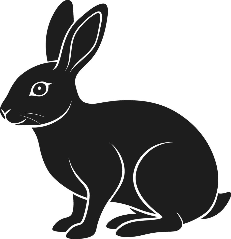 Elegant Rabbit Silhouette in Sitting Position Illustration vector