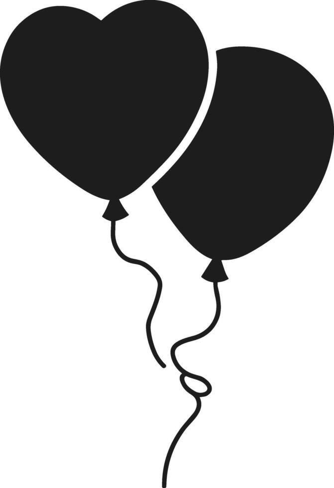 Heart and Round Balloon Silhouette- Romantic Party Illustration for Valentines Day and Celebrations vector