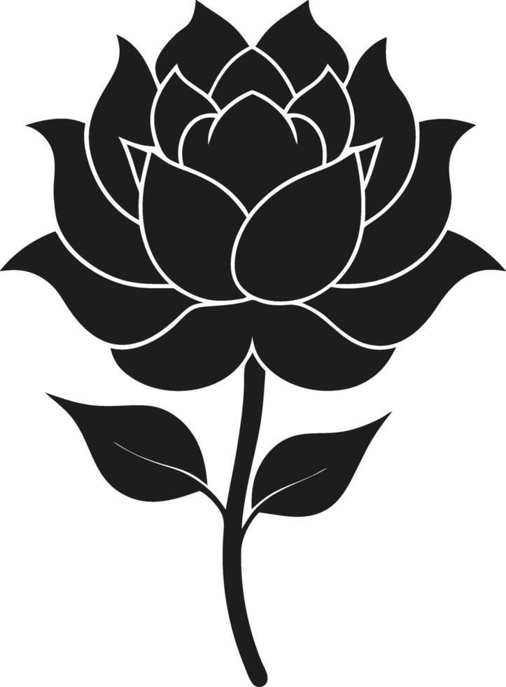 Elegant Flower Silhouette with Leaves vector
